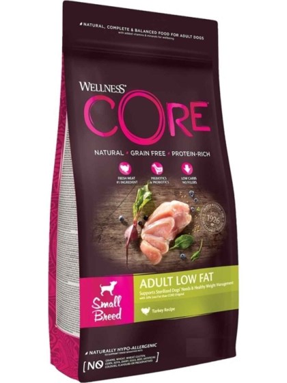 Wellness Core Grain Low Fat Adult Small 5kg Ξηρά Τροφή Διαίτης για Ενήλικους Σκύλους Μικρόσωμων Φυλών με Γαλοπούλα